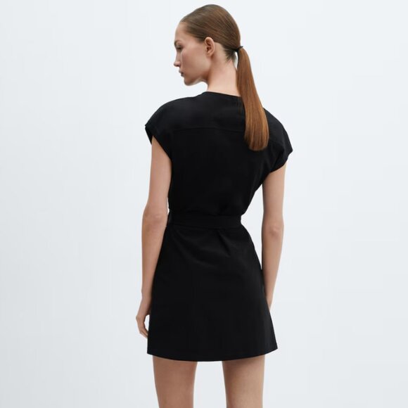 Mango Cap-Sleeve Dress with Belt - NWT | sz S - Picture 2 of 4